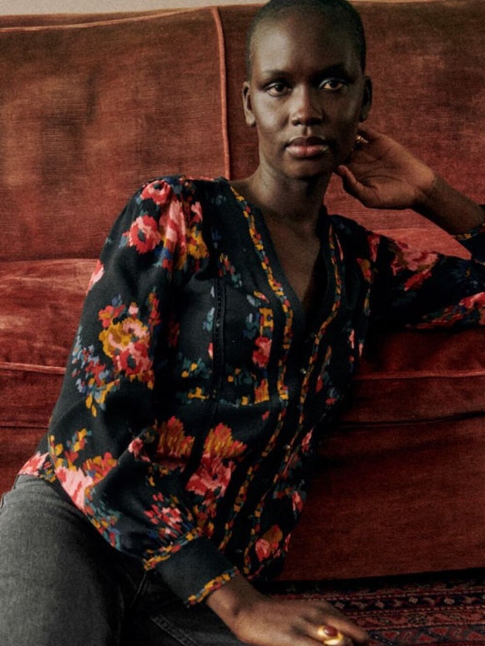 Sezane Talline Blouse in Heline Print size 12 (FR 44)